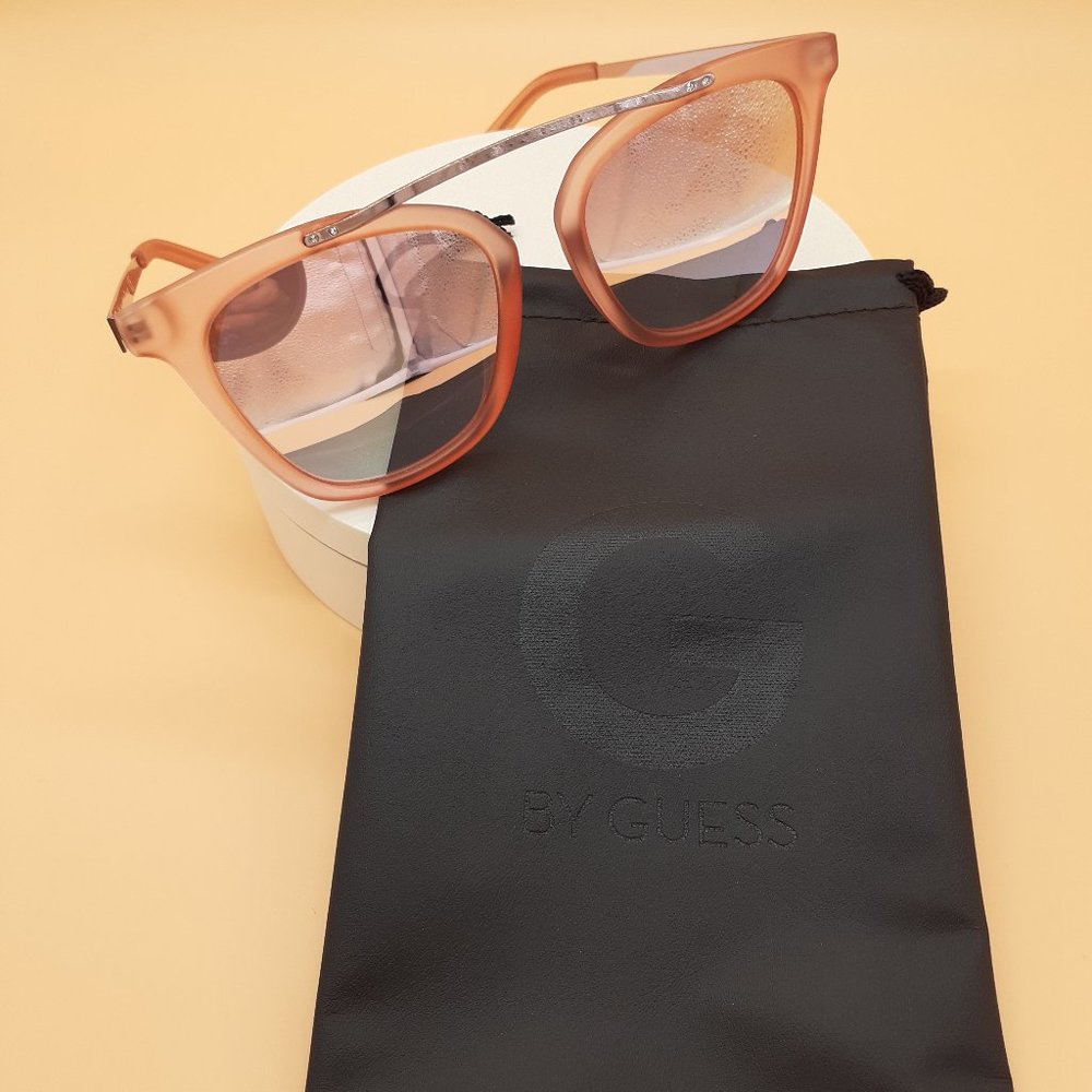 G BY GUESS TRANSLUCENT PINK/PINK SILVER MIRRORED SUNGLASSES - 11SXBA (unused)